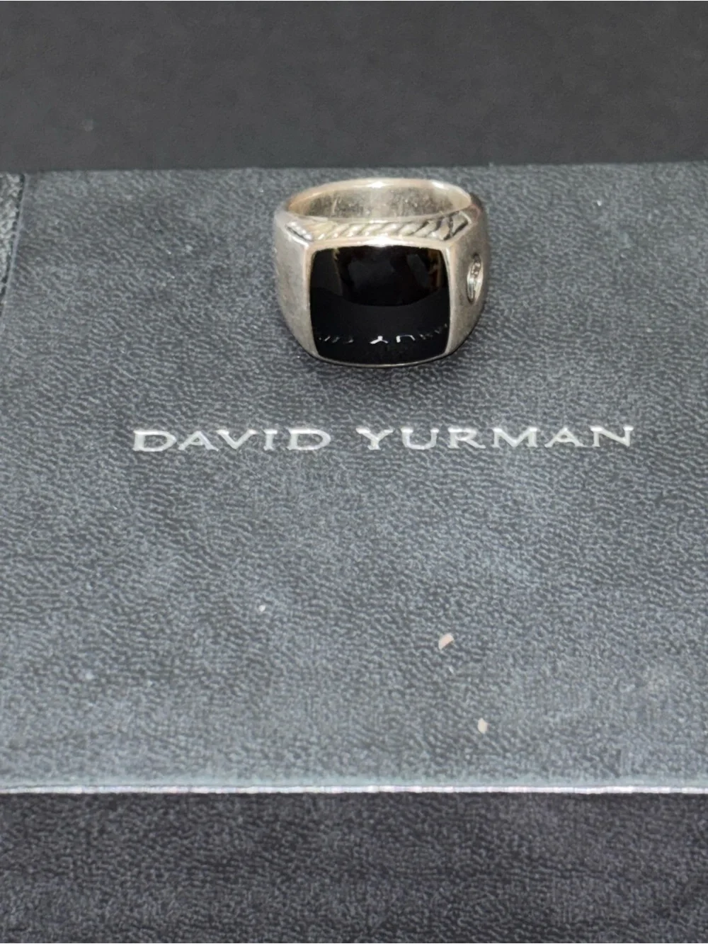 David Yurman Men's Black Onyx Cable Signet Ring